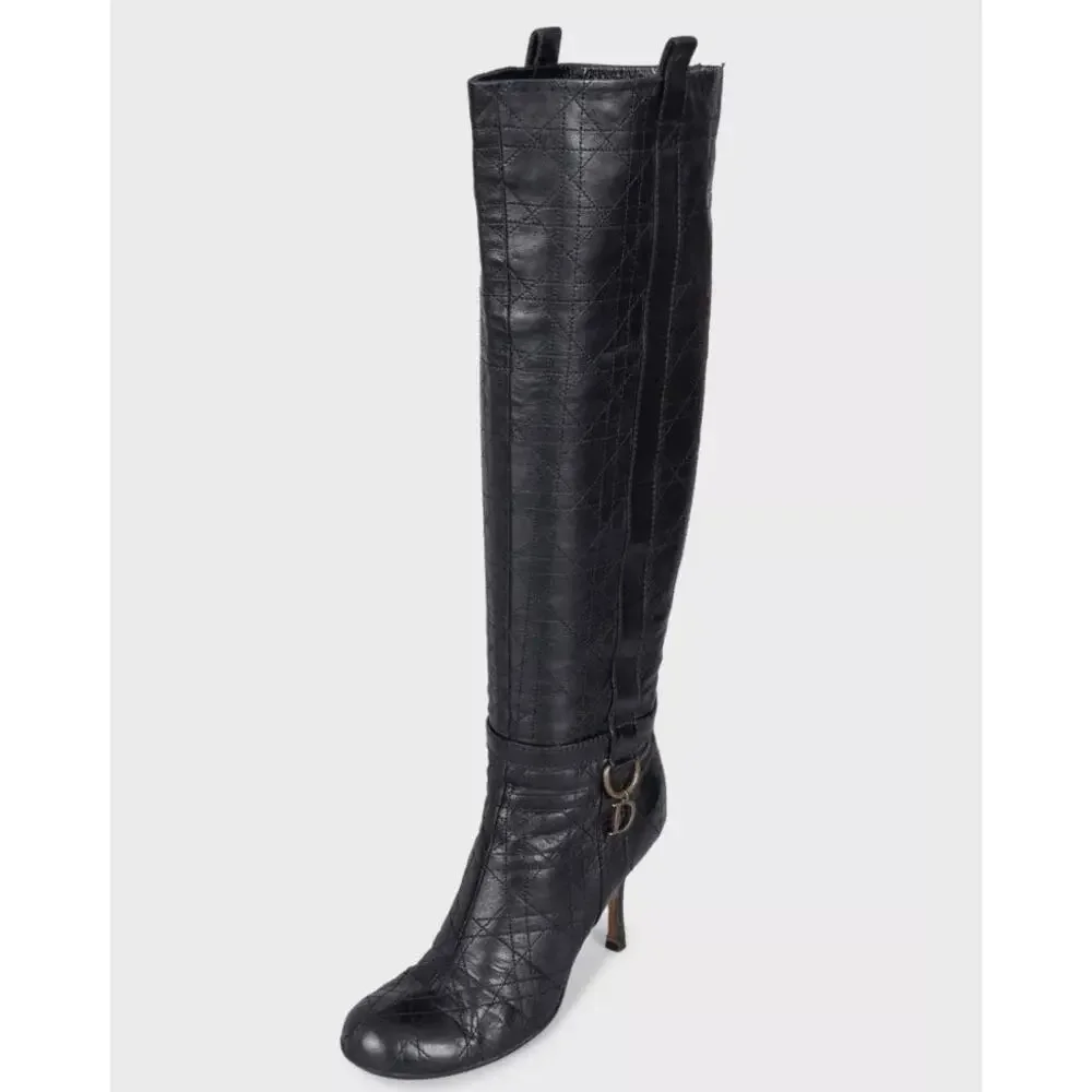 Christian Dior Black Leather Boots with Logo Charms - EU 40